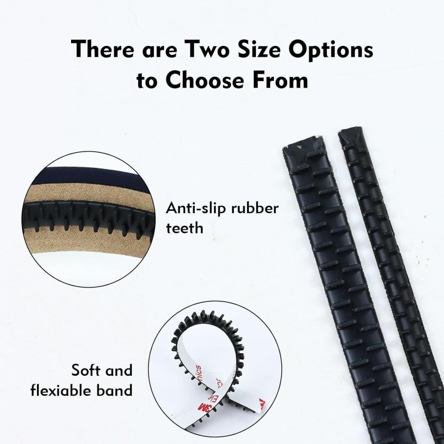 Lawie Fashion Headbands | Lawie 10 Pack Black Headband Rubber Teeth Comb Silicone Grips Anti Slip Strips Bands Headbands Hairbands Crown Tiara Hair Hoop Non Slip Glue Sticky Grippers Strap Insert Crafts Diy Hair Accessories