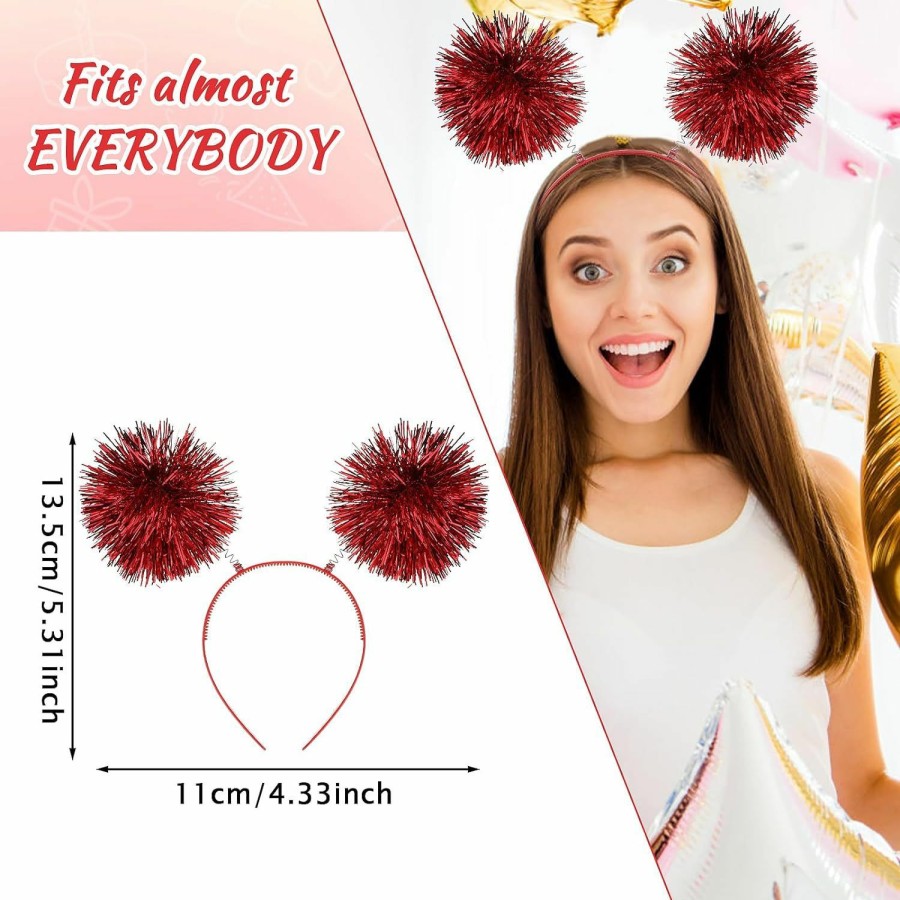 WLLHYF Fashion Headbands | Wllhyf Foil Strips Pom Pom Headband Tinsel Fashion Headband Fluffy Ball Hair Loop Cosplay Hair Accessories For Women Girls Christmas Party Birthday