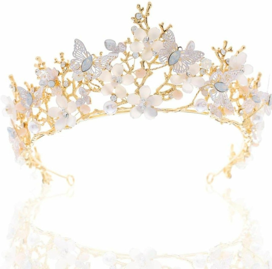 Brishow Fashion Headbands | Brishow Bride Wedding Flower Crowns And Tiaras Bridal Fairy Crown Princess Headbands Crystal Headpiece For Women And Girls