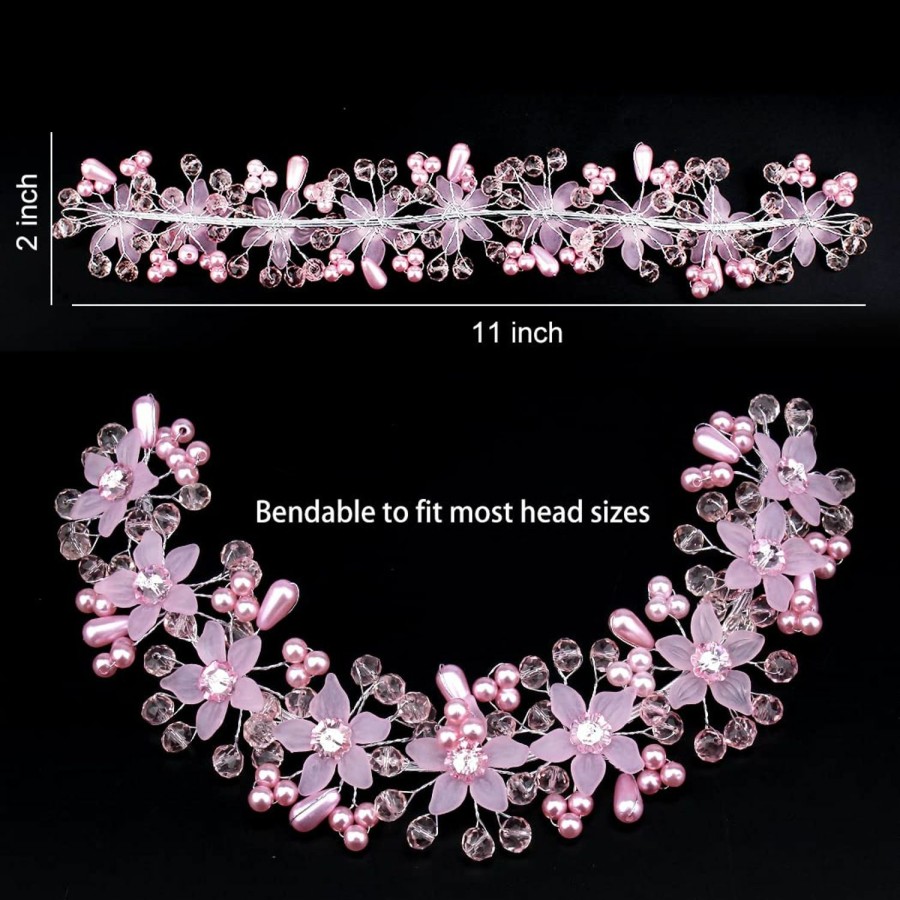 CURASA Fashion Headbands | Curasa Flower Girl Headpiece Crystal Pearl Headband For Women Wedding Accessories Silver Flower Girl Headband, Princess Crown For Flower Girls Hair Accessories For Birthday Halloween Tiaras For Women