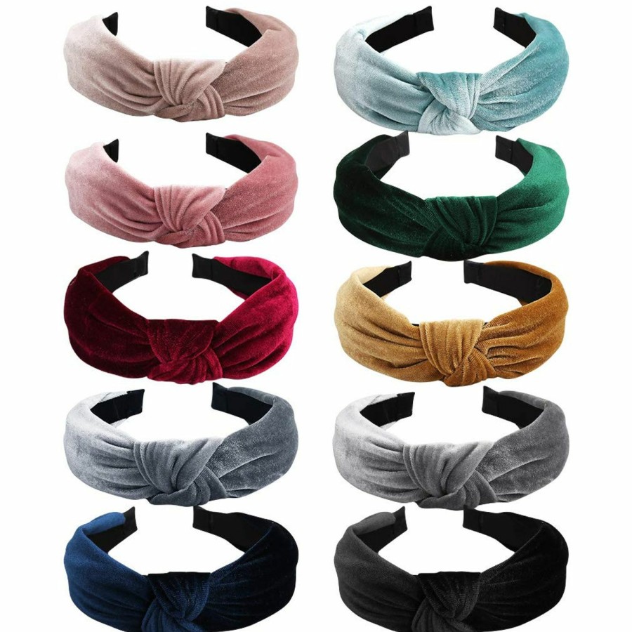 ANBALA Fashion Headbands | Anbala 10 Pack Headbands For Women, Fashion Knotted Headbands, Lightweight Adjustable Breathable Wide Headbands Hair Hoop Hairbands For Fashion Outfit Party Dance Banquet Wedding Anniversary