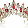 NODG Fashion Headbands | Nodg Red Crystal Crowns For Women Princess Queen Vintage Crown Tiaras, Girls Adult Bridal Hair Accessories Gifts For Birthday Wedding Prom, Bridal Party Pageant