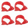 AHONEY Fashion Headbands | Ahoney 4 Pack Bandanas For Women, Wire Headband Retro Bowknot Polka Dot Wire Hair Holders Red Hairband, 4 Pieces