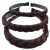 MeeTHan Fashion Headbands | Meethan 3 Pcs Headband Synthetic Hair Plaited Headband Braid Braided With Teeth Hair Band Accessories For Women Girl Wide 1 / 1.5 / 2.0 Cm : H7 (Brown-Sml)