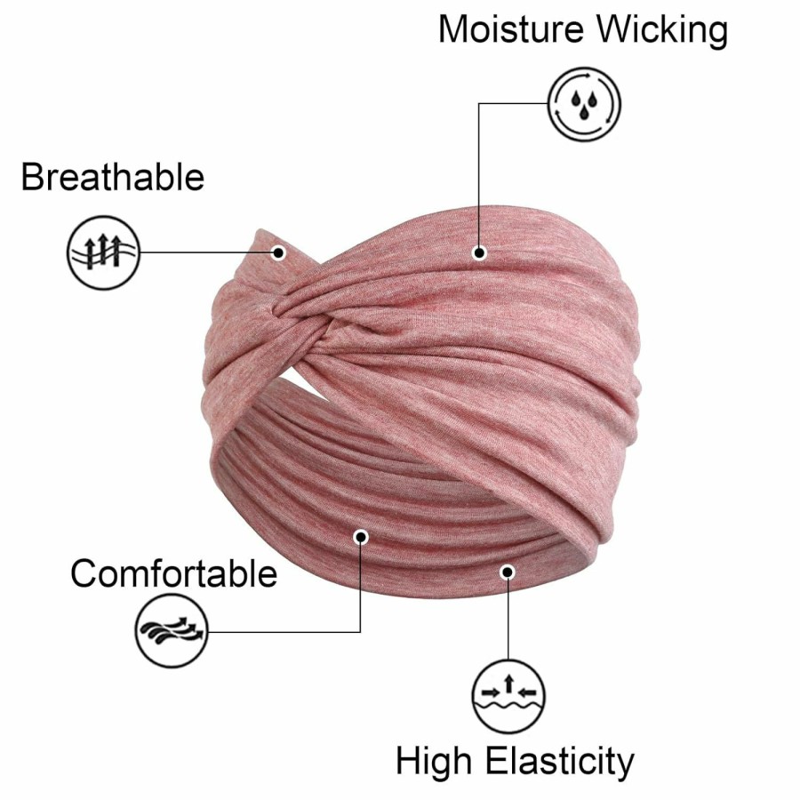 TERSE Fashion Headbands | Terse Extra Wide Turban Headbands For Women Twisted 7'' Fashion Headband Elastic Boho Hairbands For Womens Hair Headwrap Non Slip Hair Accessories