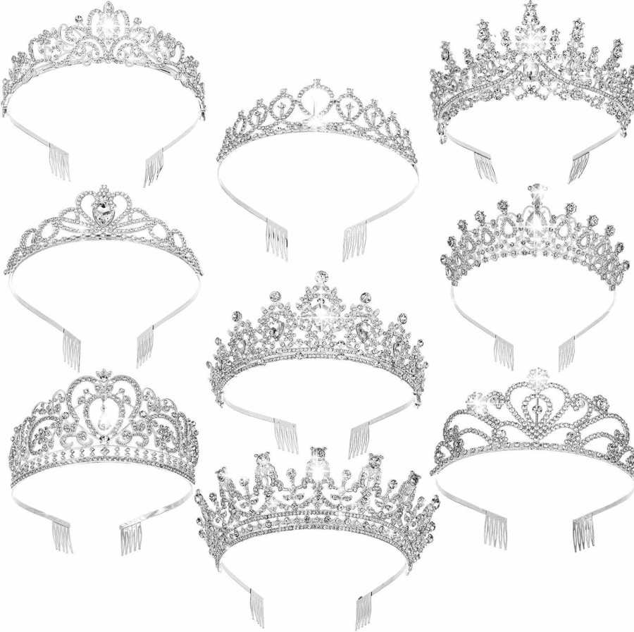 Zeyune Fashion Headbands | Zeyune 9 Pcs Tiaras And Crowns For Women Crystal Girls Princess Tiara Rhinestone Brides Crown Tiara Queen Crown With Combs For Wedding Birthday Quinceanera Pageant Prom Hair Accessories