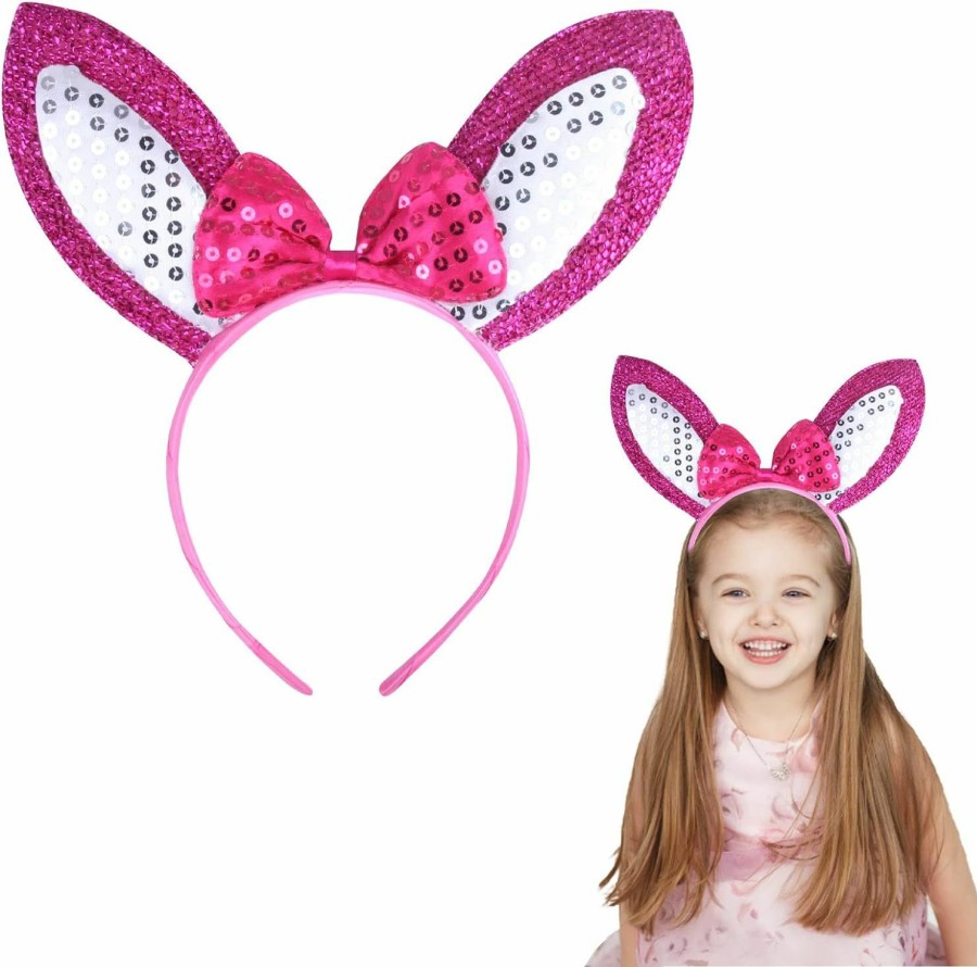 Candygirl Fashion Headbands | Candygirl 6Pcs Easter Bunny Ears Headband Glitter Girls Headbands With Bow Party Headbands For Girls Kids Women