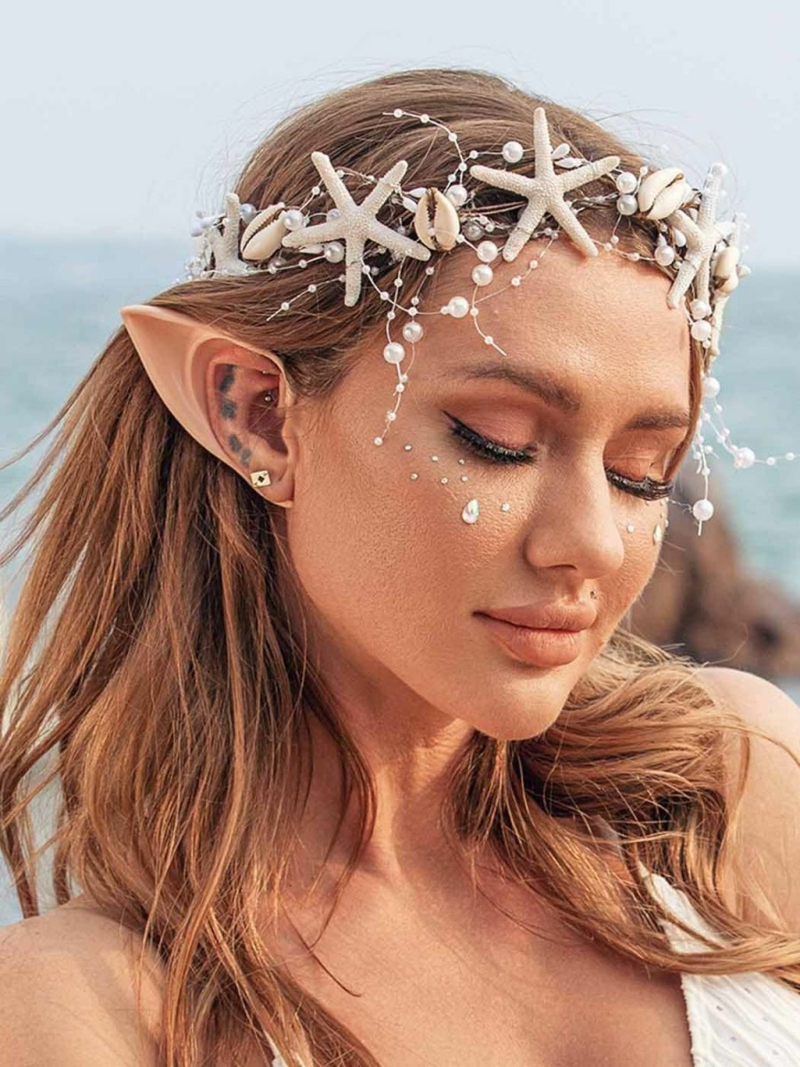 Catery Fashion Headbands | Catery Starfish Headband Seashell Bridal Headband Sea Star Headpiece Hairpiece Pearl Braid Shell Head Hoop Beach Wedding Hair Accessories For Women And Girls