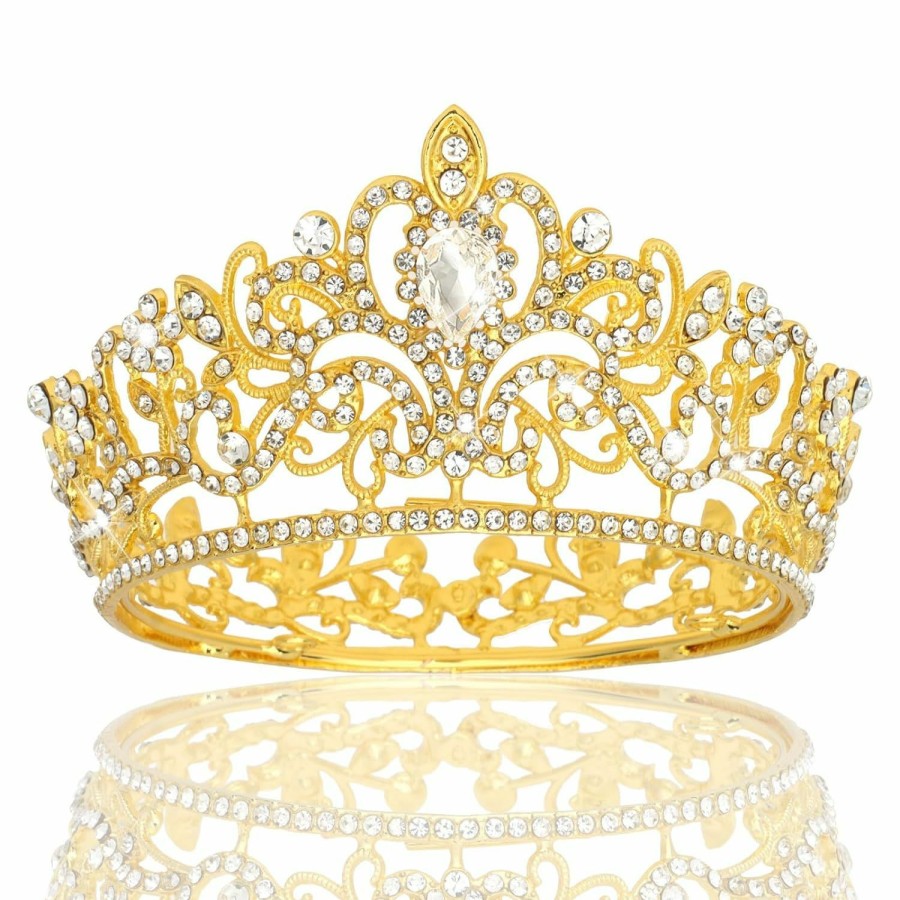 Wecoe Fashion Headbands | Wecoe Small Gold Crown Tiara For Girls Flower Bouquets Accessories Cake Topper Mini Crown Birthday Girl Princess Crown Cake Decorations Wedding Flower Girl Hair Accessories Ornaments Gifts