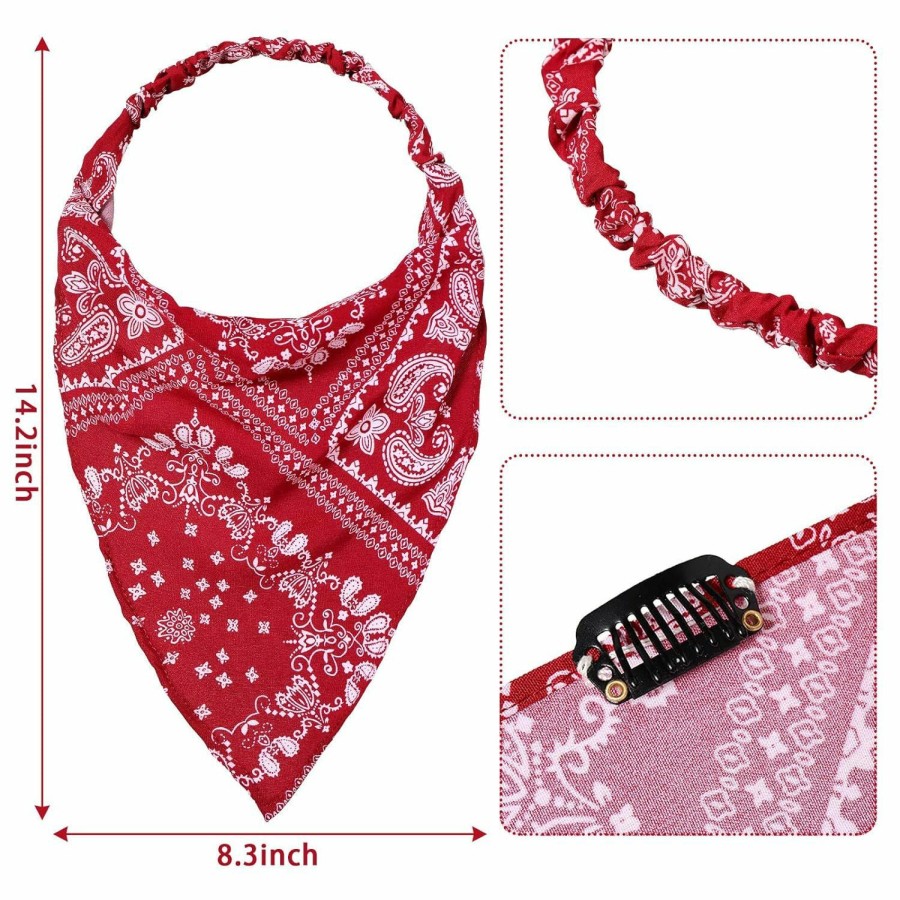 Syhood Fashion Headbands | Syhood 4 Pieces Elastic Hair Scarf Headband Print Vintage Turban Hair Scarves Headwrap Triangle Kerchief Head Scarf Hair Bandanas For Women Girls