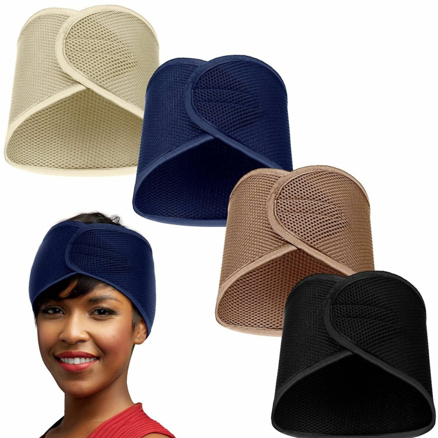 Xuhal Fashion Headbands | Xuhal 4 Pieces Mesh Hair Wraps For Black Women Sleeping Hair Wrap Scarf Cap Spa Headbands Hair Wraps Hair Nets For Women Black Natural Hair Wash Face Sleep (Dark Purple, Black, Gray, Camel)