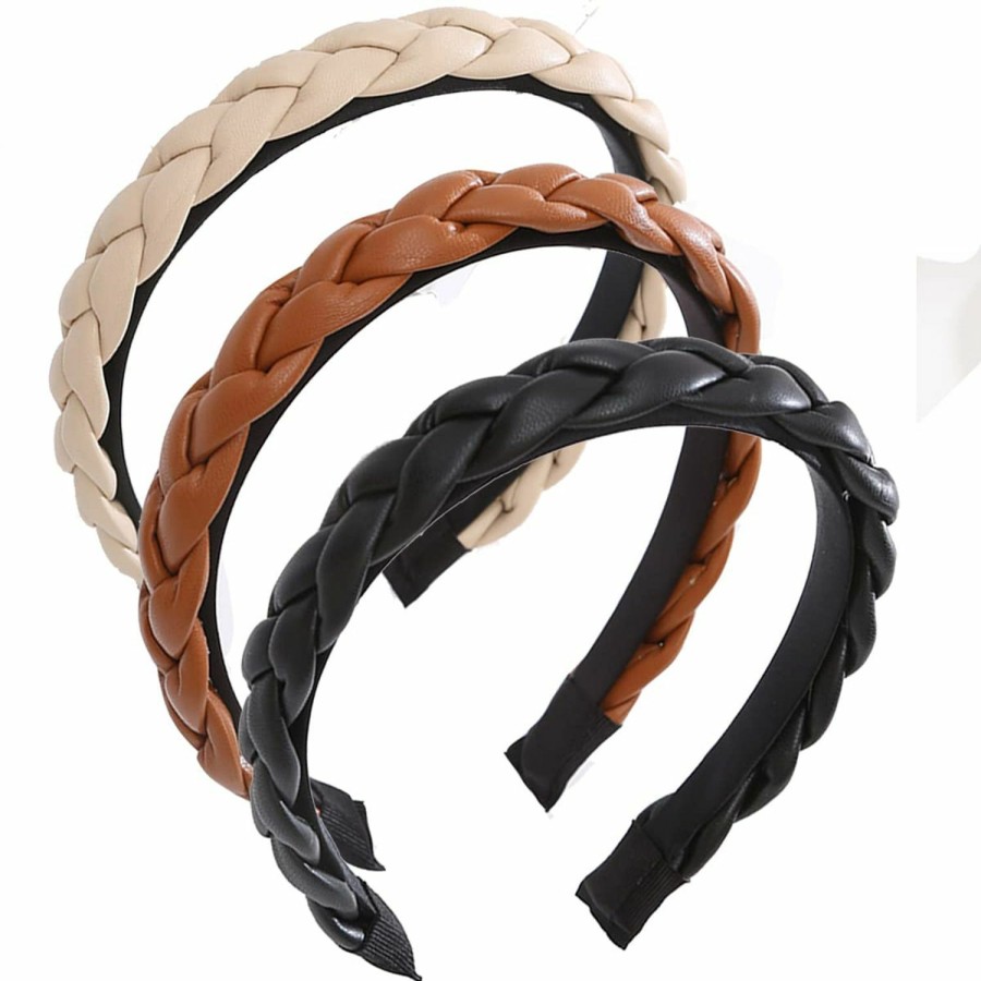 Lvyeer Fashion Headbands | 4 Pack Leather Headband Non-Slip Fashion Wide Headband For Women Simple Headband Hairbands Hair Hoop Solid Color Soft Pu Head Bands For Women Girls