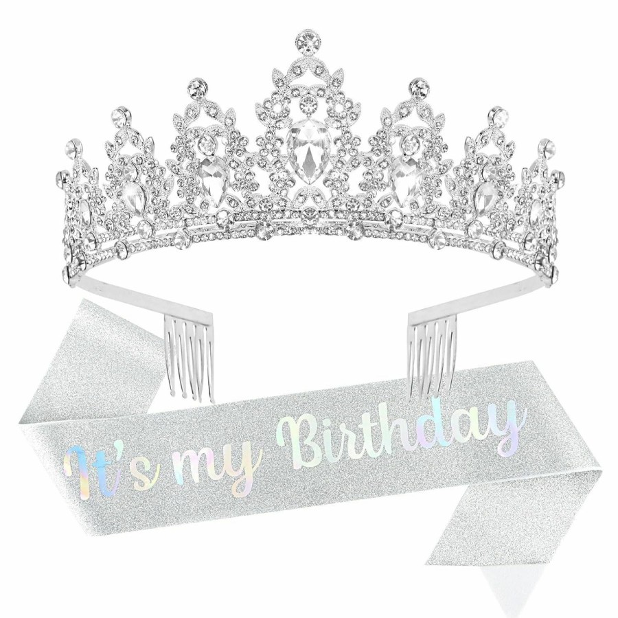 YISSION Fashion Headbands | Yission Birthday Girl Sash & Crown, Pink Princess Tiara Crown For Women Girls, Happy Birthday Queen Crown & Sash, Birthday Tiaras & Crowns For Women, Birthday Headband, Birthday Party Decorations