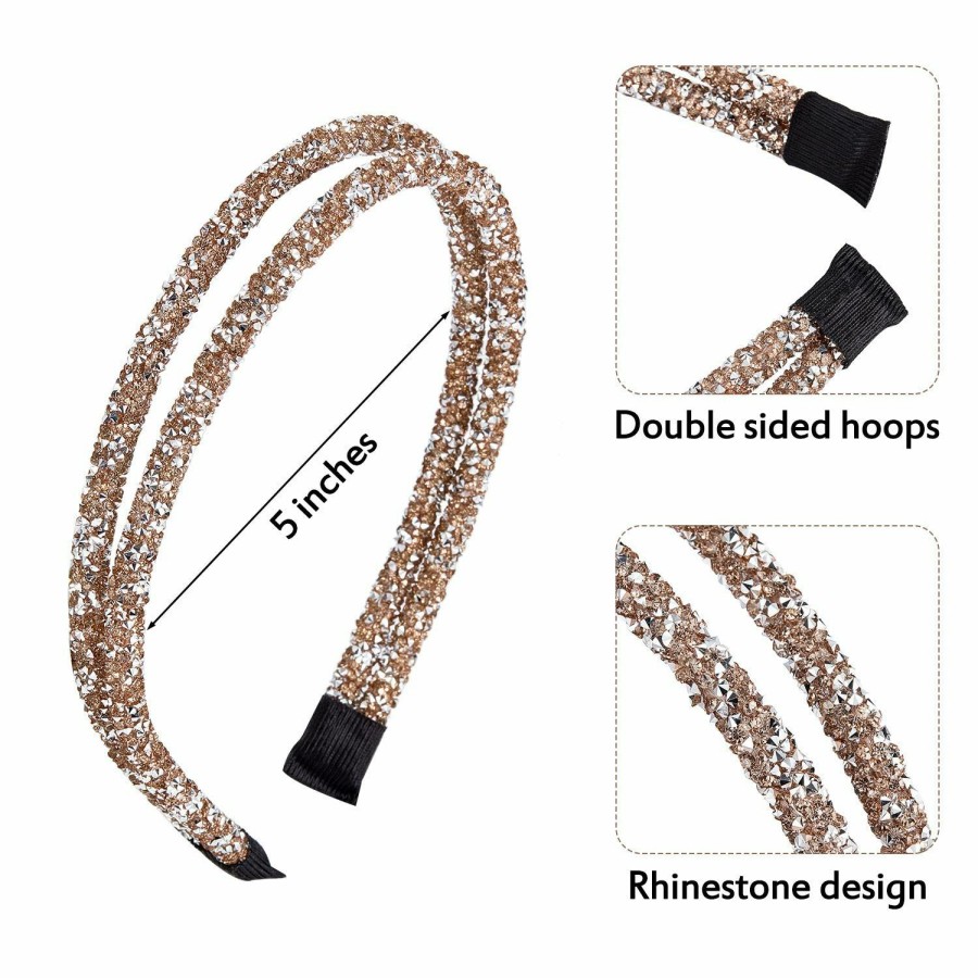 WILLBOND Fashion Headbands | Willbond 4 Pieces Rhinestone Headband Double Crystal Side Imitation Diamond Hoop Thin Band For Women Girls Hair Accessory