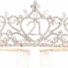 Ella Celebration Fashion Headbands | Ella Celebration 21 Tiara 21St Birthday Party Accessories Supplies, Crown Silver (Tiara) (Heart)