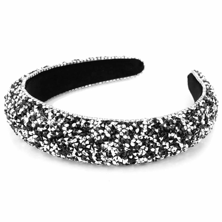 Wecoe Fashion Headbands | Wecoe Yellow Gold Headband Diamond Headband Glitter Headband For Women Rhinestone Padded Headband Bling Sparkle Headbands Fashion Headbands Hair Accessories For Women Girls Gifts