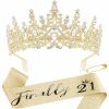 Canitor Fashion Headbands | Canitor 21St Birthday Sash And Tiara Set 21St Sparkling Birthday Crown Dazzling Birthday Sash 21St Birthday Decorations 21St Birthday Gifts For Her Gold