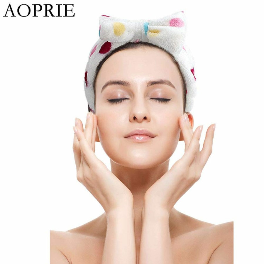 AOPRIE Fashion Headbands | Aoprie 6 Pieces Spa Headbands For Washing Face Makeup Headbands Spa Headbands Bow Hair Band Women Facial Makeup Head Band Soft Coral Fleece Head Wraps For Shower Washing Face Mask