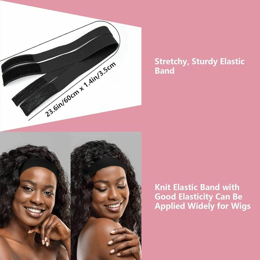 Goiple Fashion Headbands | Goiple 3Pcs Elastic Bands For Wig Edges - Elastic Band For Lace Frontal Melt Wig Melt Band For Lace Front Laying Edges - Adjustable Wig Band For Edges Wig Install Accessories (Black)