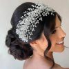 ZHENM Fashion Headbands | Zhenm Rhinestone Wedding Hair Band Bridal Headband Wedding Hair Accessories For Brides(Golden)