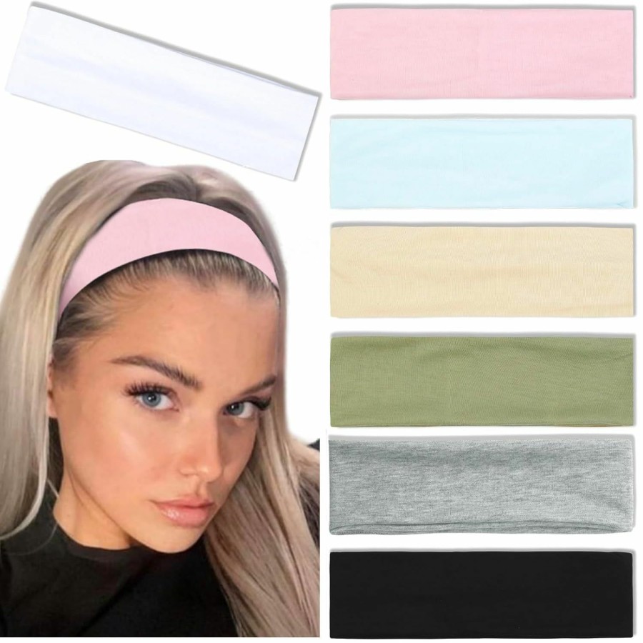 Tobeffect Fashion Headbands | Headbands For Women Non Slip Trendy Womens Headbands 7Pcs Elastic Hair Bands For Women'S Hair Workout Sweat Head Bands Soft Thick Cotton Cloth Headband For Yoga Running Sport