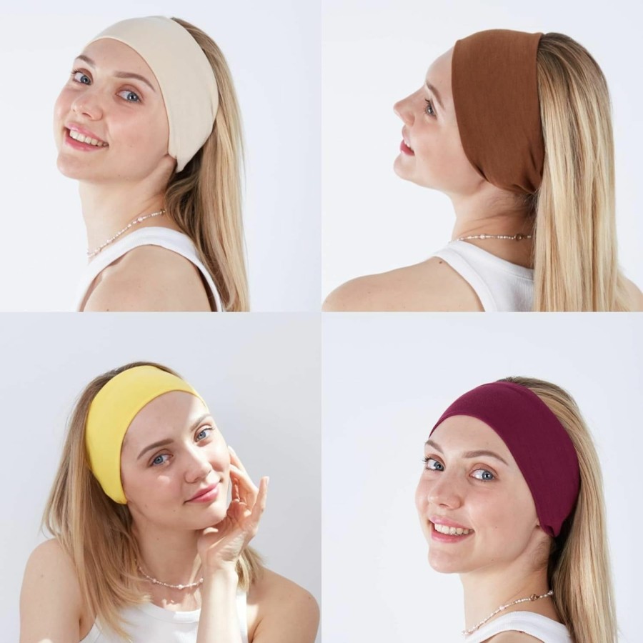 Ayesha Fashion Headbands | Ayesha Workout Headbands For Women Wide Cotton Headbands Sports Hair Bands Cloth Stretchy Headband For Yoga Sports Workout Fitness