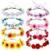 Cinaci Fashion Headbands | Cinaci 8 Pack Boho Hawaiian Sunflower Daisy Rose Flower Crown Wreath Handmade Adjustable Headbands Tiara Garland Wedding Party Headpiece Accessories For Women Brides Bridemaids Girls Teens