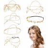 MTLEE Fashion Headbands | Mtlee 6 Pcs Gold Head Chain Jewelry Boho Bridal Headpiece Turquoise Tassel Headbands Boho Hair Accessories For Women Girls