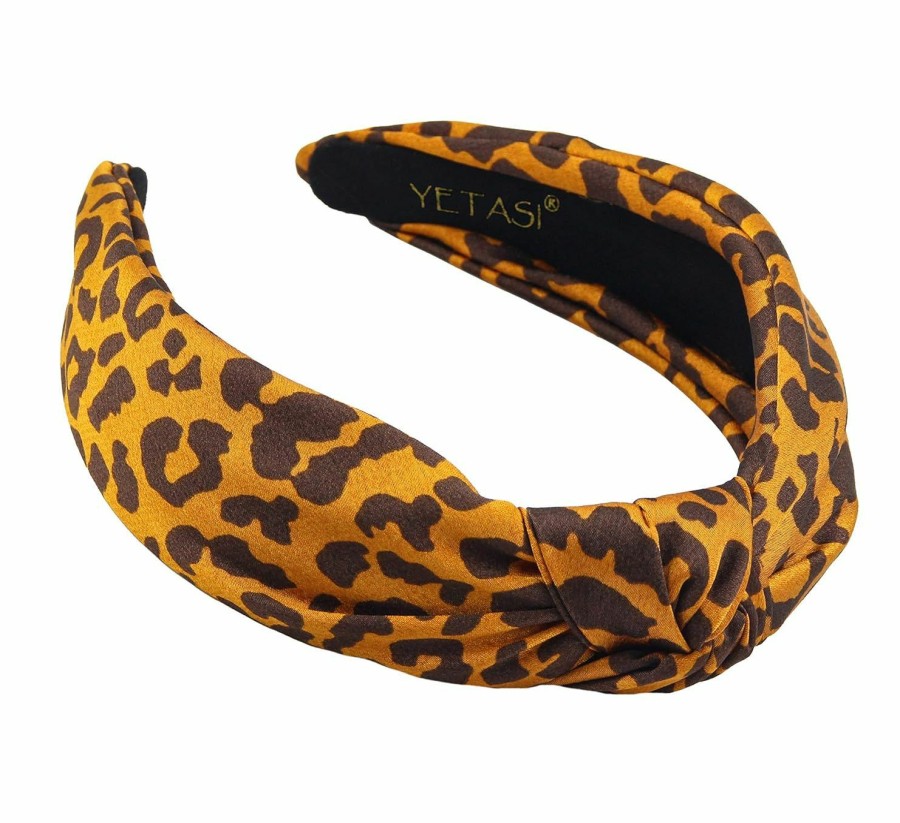 YETASI Fashion Headbands | Yetasi Leopard Satin Headbands For Women. Head Bands For Women'S Hair Are Chic. Green Knotted Headband Is A Cheetah Top Knot Head Band