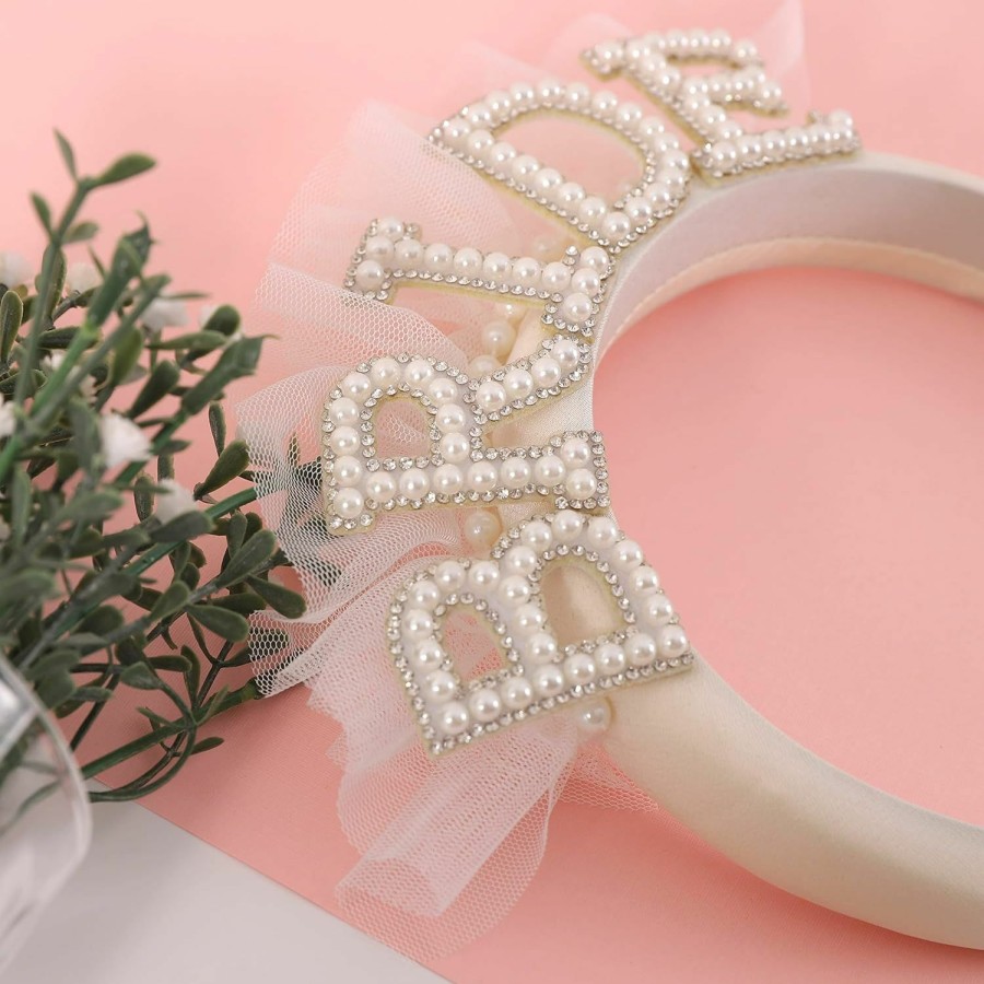 Agkvw Fashion Headbands | Agkvw Pearl Veil Bride Headband - Bachelorette Party Decorations, Bride To Be Headband, Flock Deep Satin Bride Headband, Bridal Bride Hairband