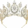 QXMYOO Fashion Headbands | Tall Royal Queen Crown Cubic Zirconia Gold Silver Large Wedding Tiara For Bride Prom Quinceanera Pageant Princess Headpieces Birthday Party Cz Bridal Hair Accessories