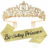 VELSCRUN Fashion Headbands | Velscrun Birthday Girl Tiara, Crown For Girls, Princess Crown With Birthday Sash, Birthday Girl Headband, Birthday Crowns Tiara For Women, Happy Birthday Decorations Party Supplies Gifts