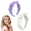 Melbelia Fashion Headbands | Melbelia Bow Headbands For Girls Kids, Thin Headband With Bow Women Hair Accessories Fashion Knotted Head Band Non Slip For Toddlers(Purple/White, 2Pcs)