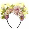 VISSTREE Fashion Headbands | Handmade Led Light Up Yellow Rose Mouse Ears Headband For Adult Women Girls Kids Park Floral Headwear Hair Hoop Daily Party Headdress Accessories