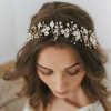 Unsutuo Fashion Headbands | Unsutuo Flower Bride Wedding Headbands Silver Crystal Bridal Headpieces Leaves Hair Vine For Women And Girls (Silver)