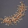 Teyglen Fashion Headbands | Teyglen Flower Leaf Crystal Headband Hair Vine Large Bridal Rhinestones Headband Handmade Leaves Bridal Hair Pieces Wedding Hair Accessories For Brides Headpieces For Women Girl (Gold)