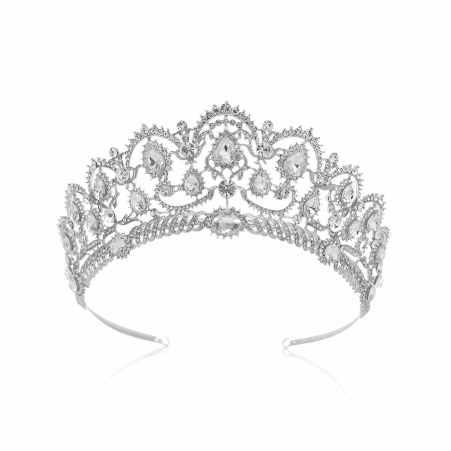 SWEETV Fashion Headbands | Sweetv Crystal Wedding Tiara For Bride Rhinestone Princess Crown For Women, Olivia Quinceanera Crown Bridal Costume Jewelry Hair Accessories, Blue