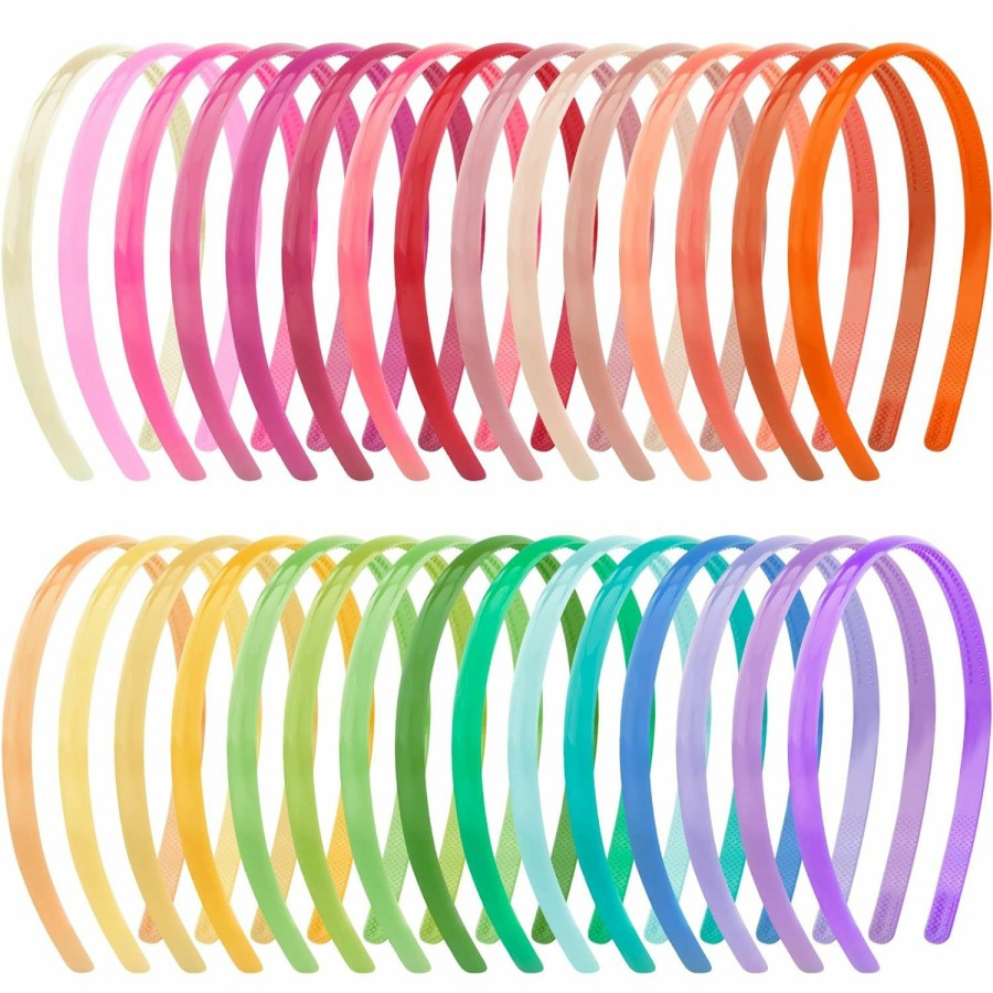 Duufin Fashion Headbands | Duufin 30 Pieces Plastic Headbands Thin Plain Plastic Headband With Teeth Colorful Plain Headbands 0.8Cm Plastic Hair Headband For Girls And Women, 30 Colors