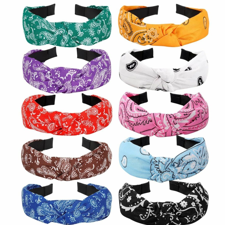 Ondder Fashion Headbands | Ondder Knotted Headbands For Women 10 Pack Knot Fashion Headbands Top Knot Cute Headbands Solid Color Headband Assorted Headbands Fabric Wide Headbands For Thin Thick Hair Turban Headbands Hairband