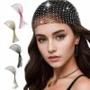 Munyee Hua Fashion Headbands | Munyee Hua Women Bling Rhinestone Elastic Hijab Cap Head Scarf Turban Hat Headband Crystal Mesh Cap Hair Snood Nets Headpiece Headwear Accessorie (Black)