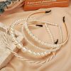 BEAYFILY Fashion Headbands | Beayfily 4 Pack Pearls Fashion Headbands,White Artificial Pearl Rhinestones Hairbands,Bridal Hair Hoop Party Wedding Hair Accessories For Women Girls