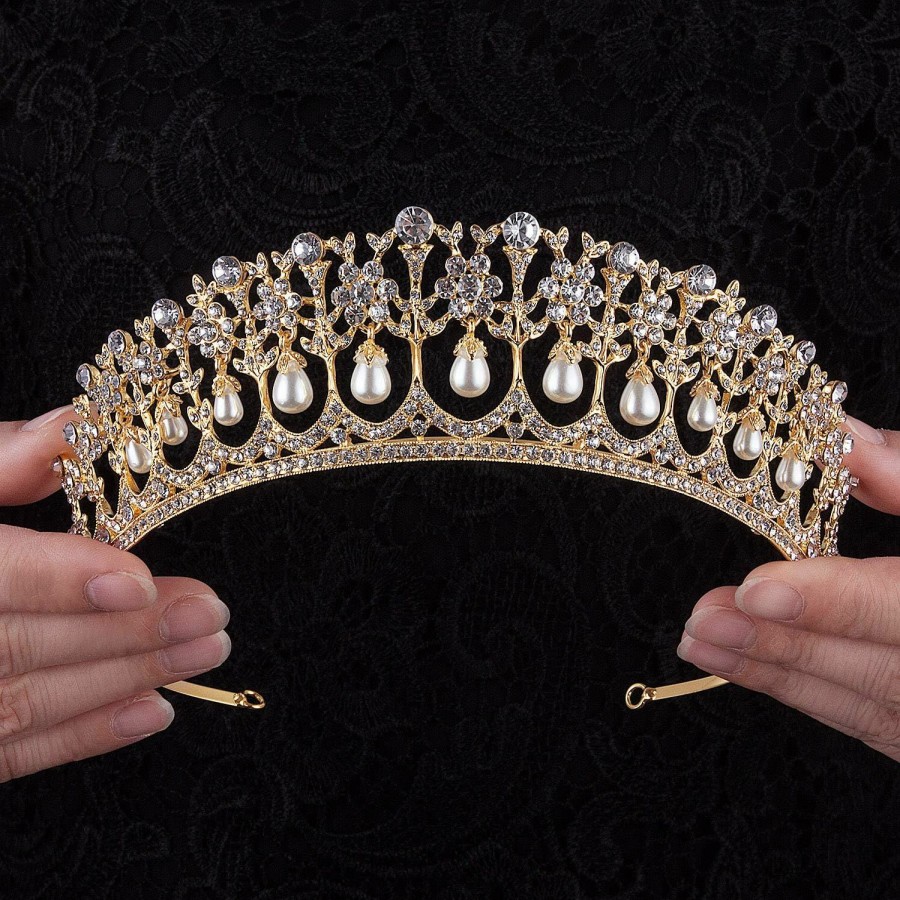 CROWN GUIDE Fashion Headbands | Crown Guide Crystal Rhinestone Queen Bride Tiara Crown For Women Girl Vintage Bridal Birthday Prom Wedding Tiaras And Crowns