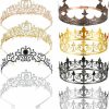 Tondiamo Fashion Headbands | Tondiamo 8 Pcs Prom King And Queen Crowns For Men Women Baroque Queen Crown Tiara Crystal Headband King Metal Crowns Homecoming Gothic Costume Wedding Bridal Accessories For Birthday Party Favor