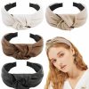 TOBATOBA Fashion Headbands | Tobatoba Leather Headbands For Women, 4Pcs Pu Leather Knotted Headband For Women, Top Knot Headband, Diademas Para Mujer De Moda, Neutral Cute Womens Fashion Headband, Hair Accessories For Women Girls