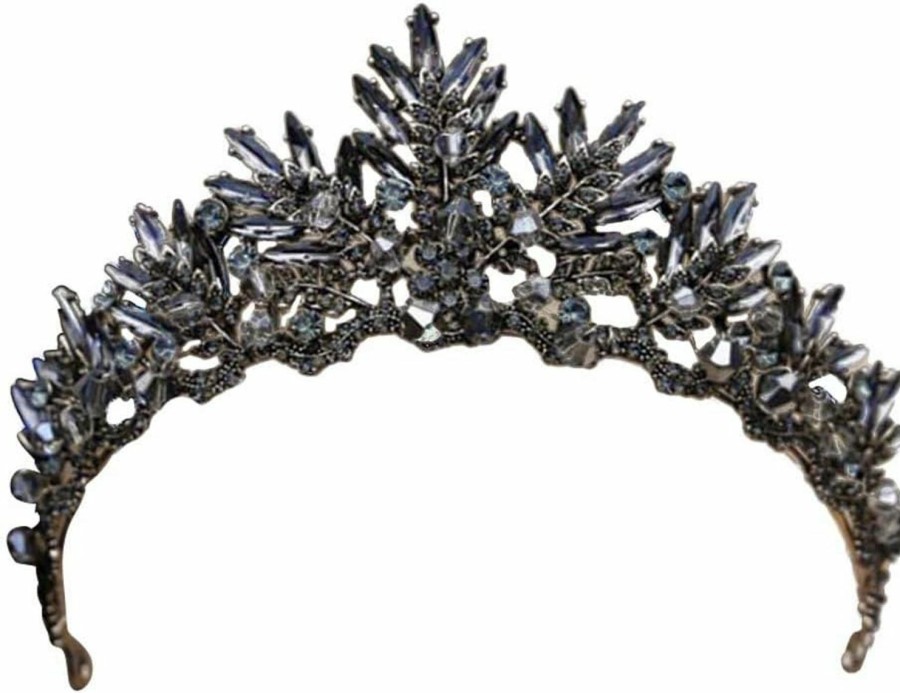 Beaupretty Fashion Headbands | Beaupretty Baroque Queen Crown Crystal Wedding Crown For Women Gothic Baroque Crown Vintage Headband Luxury Headpiece For Wedding Prom Halloween Costume(Black)