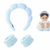 Ganbaro Fashion Headbands | Spa Headband And Wristband Scrunchies For Washing Face, Terry Cloth Towel Head Band For For Makeup Removal, Shower (Black)