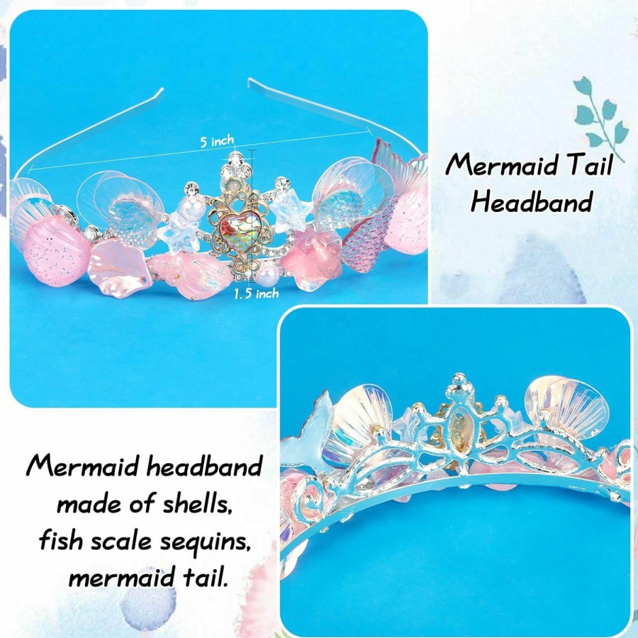 YARIEW Fashion Headbands | Yariew Mermaid Crown Mermaid Costume Mermaid Tail Fish Scales Seashell Hair Accessories For Women And Girls Mermaid Headband Tiara Mermaid Birthday Party Decorations Halloween Prom Gifts…