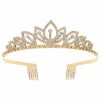 HGjewelry Fashion Headbands | Princess Crystal Tiara Crown With Comb Women Girls Cosplay Party Queen Bridal Wedding Hair Jewelry Headband 5.5'' Gold