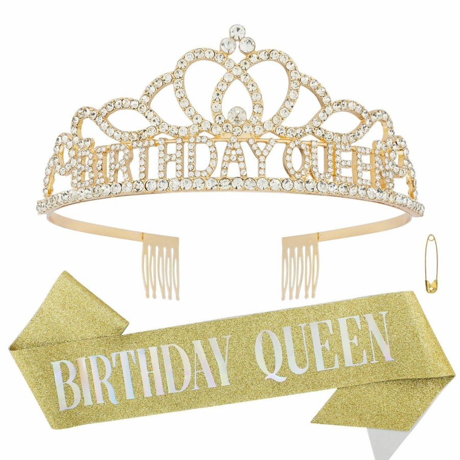 Chanaco Fashion Headbands | Chanaco Birthday Crown Birthday Sash For Women Birthday Queen Sash Tiaras For Women Happy Birthday Decorations Birthday Gifts For Women