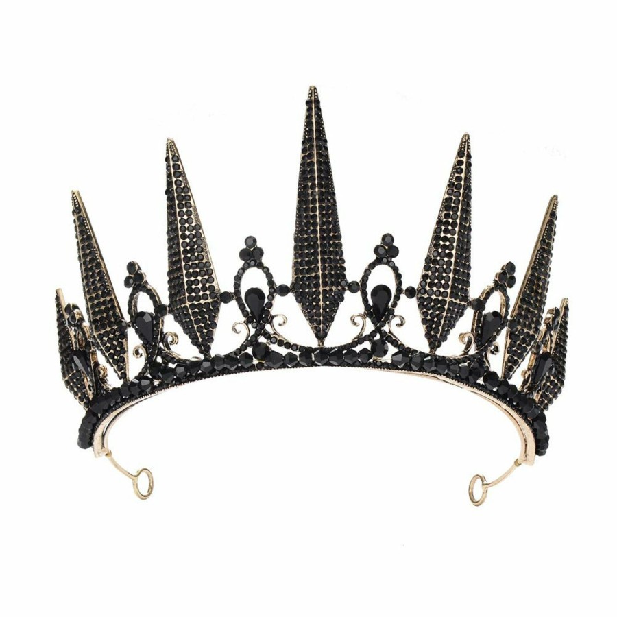 S SNUOY Fashion Headbands | S Snuoy Black Crowns For Women Rhinestone Tiara Baroque Crown Wedding Headpiece Costume Party Accessories For Women